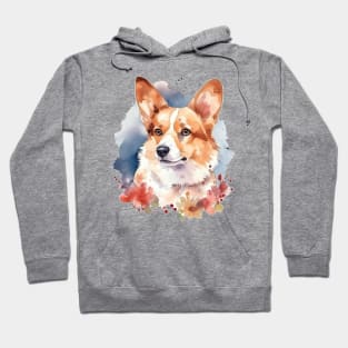 Watercolor flower corgi Hoodie